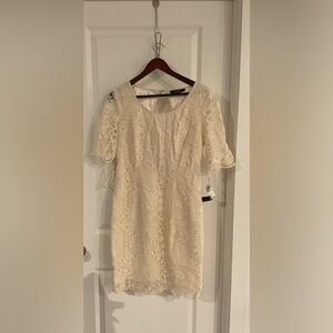 Alex Marie Cream Lace Midi Dress